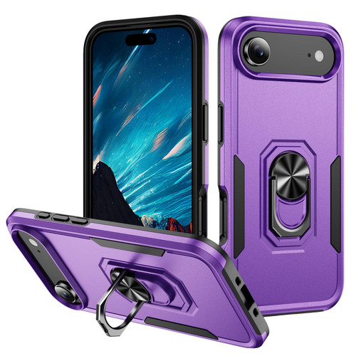 iPhone Air Pioneer Armor Heavy Duty PC + TPU Phone Case with Holder - Purple+Black
