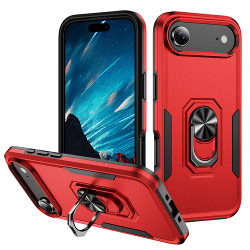 iPhone Air Pioneer Armor Heavy Duty PC + TPU Phone Case with Holder - Red+Black