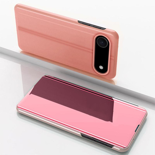 iPhone Air Plated Mirror Horizontal Flip Leather Phone Case with Holder - Rose Gold