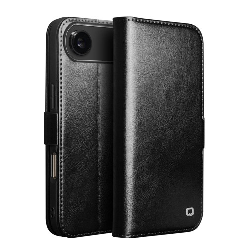 iPhone Air QIALINO Classic 103 Buckle Genuine Leather Phone Case - Black