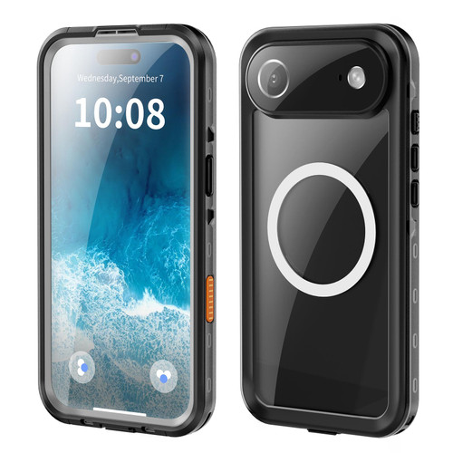 iPhone Air RedPepper Transparent Dot IP68 Waterproof Triple-proof MagSafe Phone Case - Black Dark Grey