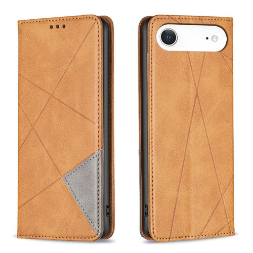 iPhone Air Rhombus Texture Magnetic Leather Phone Case - Yellow