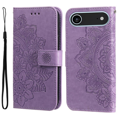 iPhone Air Seven-petal Flowers Embossing Leather Phone Case - Light Purple