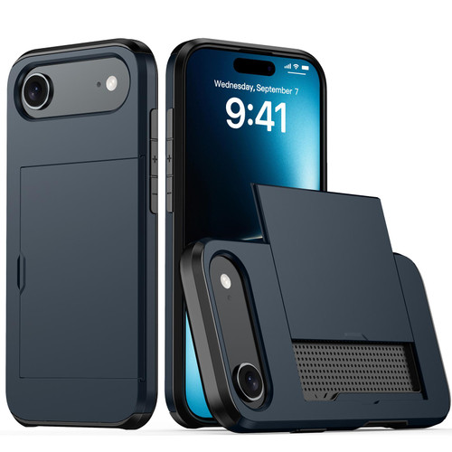 iPhone Air Shockproof Armor Phone Case with Card Slot - Blue