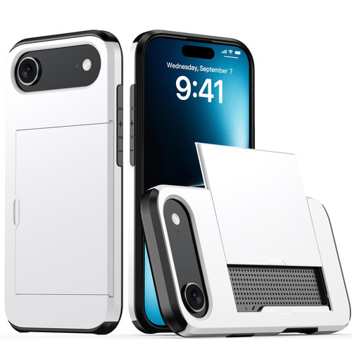 iPhone Air Shockproof Armor Phone Case with Card Slot - White
