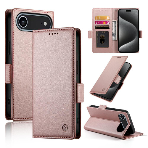 iPhone Air Side Buckle Magnetic Frosted Leather Phone Case - Rose Gold