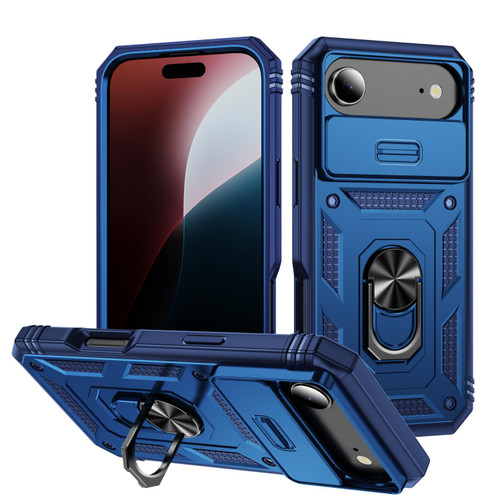 iPhone Air Sliding Camshield TPU + PC Phone Case with Holder - Navy Blue iPhone Air Sliding Camshield TPU + PC Phone Case with Holder - Navy Blue