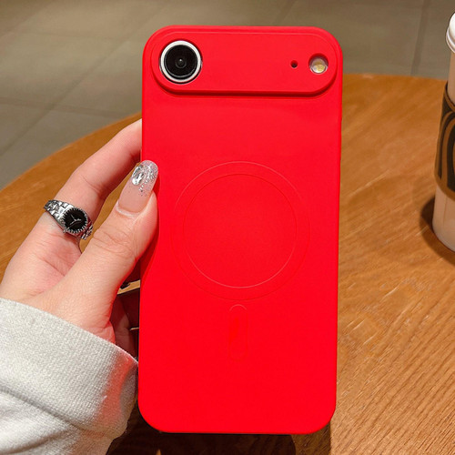 iPhone Air Solid Color Liquid Silicone MagSafe Magnetic Phone Case - Red