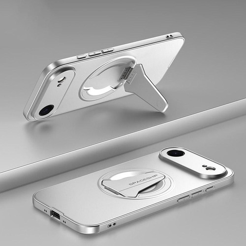 iPhone Air Spaceship MagSafe Folding Holder Phone Case - Silver White