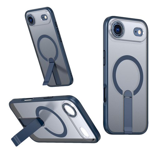 iPhone Air Star Shine Series TPU + PC MagSafe Phone Case with Fold Holder - Navy Blue iPhone Air Star Shine Series TPU + PC MagSafe Phone Case with Fold Holder - Navy Blue
