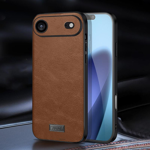 iPhone Air SULADA Shockproof TPU Hybrid Handmade Leather Phone Case - Brown