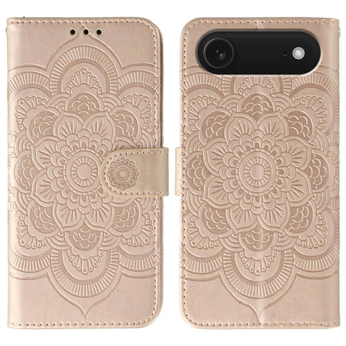 iPhone Air Sun Mandala Embossing Leather Phone Case - Rose Gold