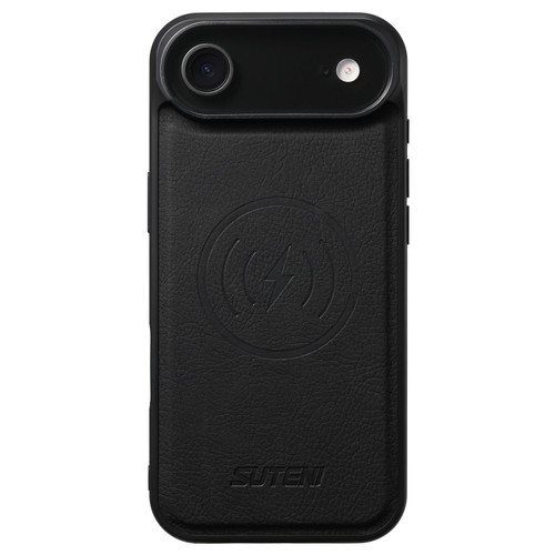 iPhone Air Suteni G5 Litchi Leather Magnetic MagSafe Phone Case - Black