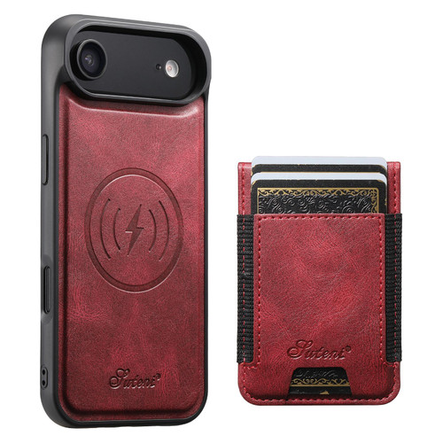 iPhone Air Suteni H17 Oil Eax Leather MagSafe Detachable Wallet Phone Case - Red