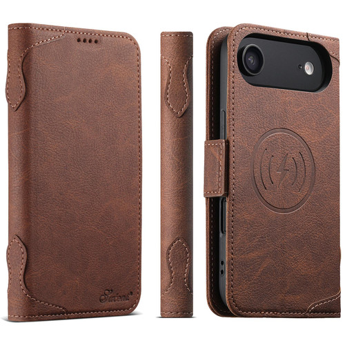 iPhone Air SUTENI J07 Multifunctional Horizontal Flip Magsafe Leather Phone Case - Brown