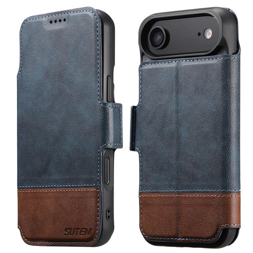 iPhone Air Suteni Q06 2-in-1 Multi-function Detachable Wallet MagSafe Phone Case - Blue