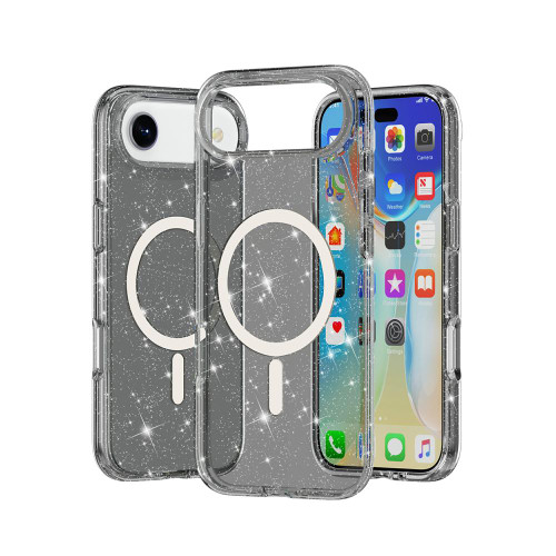 iPhone Air Terminator Style Glitter Powder MagSafe Magnetic Phone Case - Black
