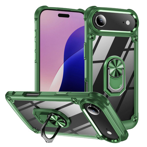 iPhone Air TPU + PC Lens Protection Phone Case with Ring Holder - Green