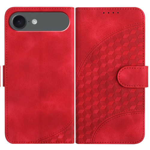 iPhone Air YX0060 Elephant Head Embossed Phone Leather Case with Lanyard - Red