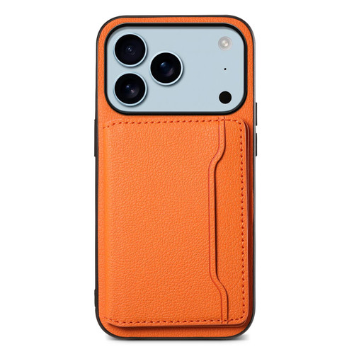 iPhone 17 Pro Calf Texture Card Bag Design Full Coverage Phone Case - Orange