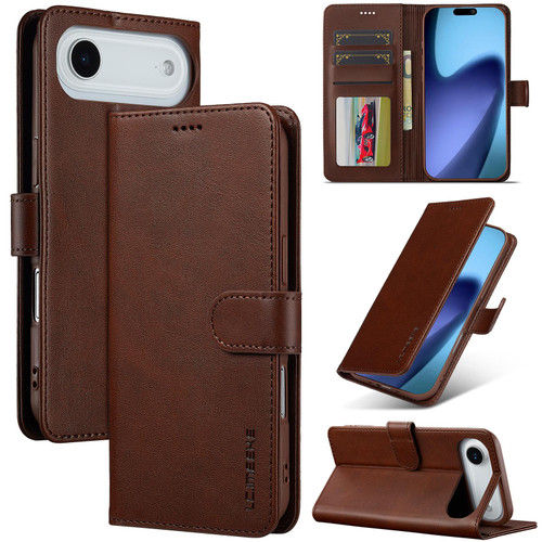 LC.IMEEKE Calf Texture Horizontal Flip Leather Case iPhone Air - Brown