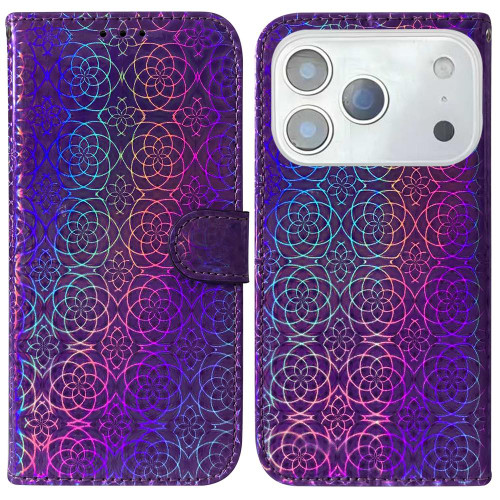 iPhone 17 Pro Colorful Magnetic Buckle Leather Phone Case - Purple