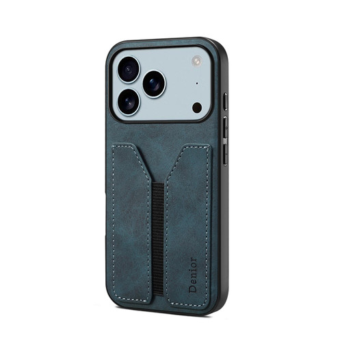 iPhone 17 Pro Denior D07 DV Elastic Card Slot PU Back Cover Phone Case - Blue