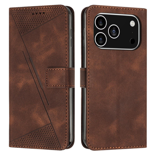 iPhone 17 Pro Dream Triangle Leather Phone Case with Lanyard - Brown iPhone 17 Pro Dream Triangle Leather Phone Case with Lanyard - Brown