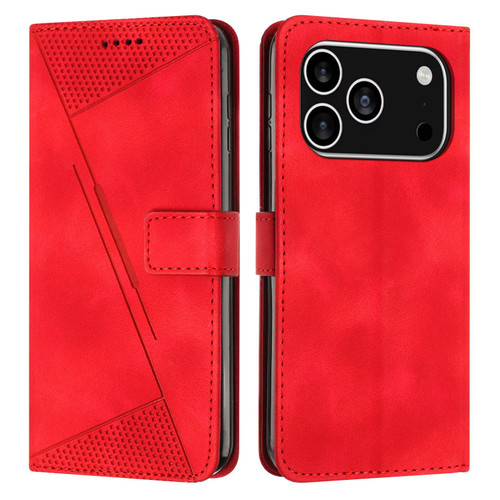 iPhone 17 Pro Dream Triangle Leather Phone Case with Lanyard - Red