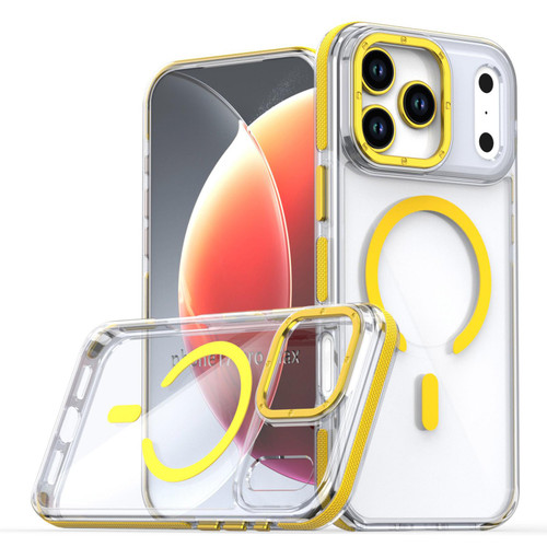 iPhone 17 Pro Dual-Color Clear Acrylic Hybrid TPU MagSafe Phone Case - Yellow