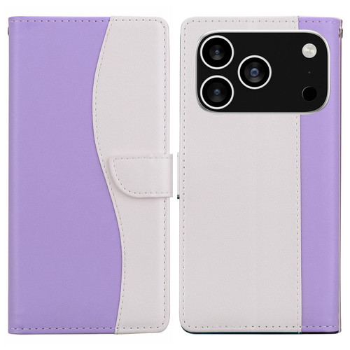 iPhone 17 Pro Embossed Two-Color Leather Phone Case - Purple White