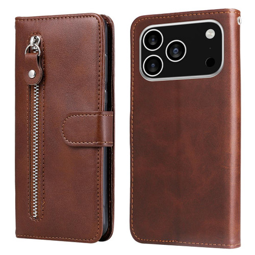 iPhone 17 Pro Fashion Calf Texture Zipper Leather Phone Case - Red