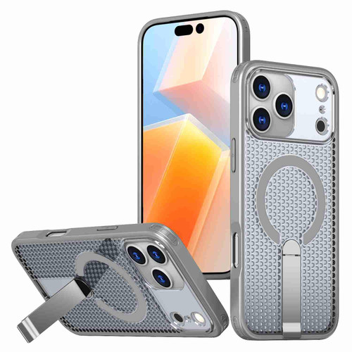 iPhone 17 Pro Honeycomb Cooling MagSafe Holder Phone Case - Titanium Grey