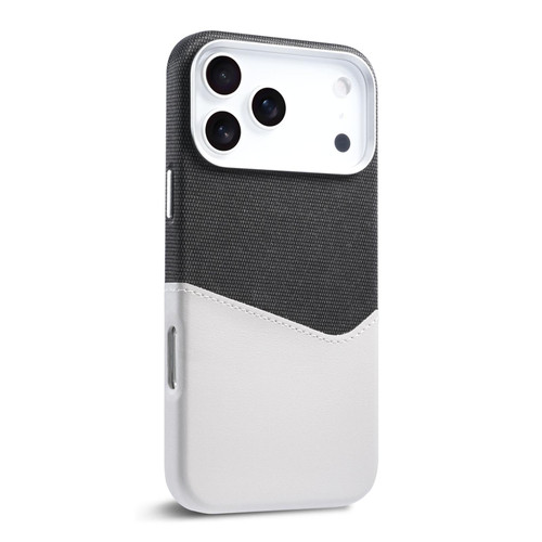iPhone 17 Pro Kalebol Cloth Textue Stitching Card Slot Magnetic Phone Case - Gray