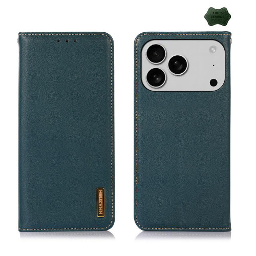 iPhone 17 Pro KHAZNEH Nappa Top Layer Cowhide Leather Phone Case - Green