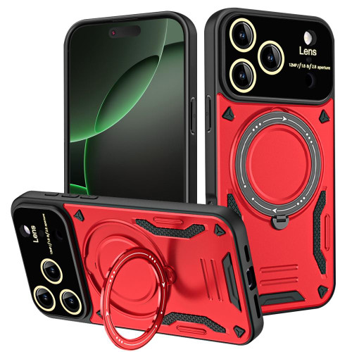 iPhone 17 Pro Large Window MagSafe Holder Phone Case - Red