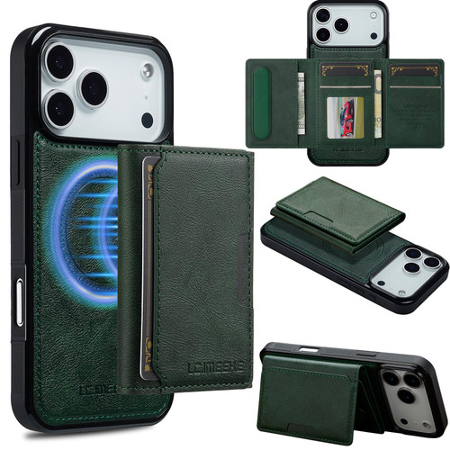 iPhone 17 Pro LC.IMEEKE L5 Series Detachable RFID Card Bag Magsafe Phone Case - Green