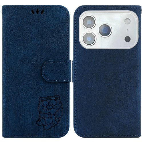 iPhone 17 Pro Little Tiger Embossed Leather Phone Case - Dark Blue iPhone 17 Pro Little Tiger Embossed Leather Phone Case - Dark Blue