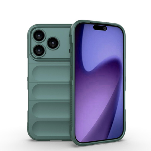 iPhone 17 Pro Magic Shield TPU + Flannel Phone Case - Dark Green