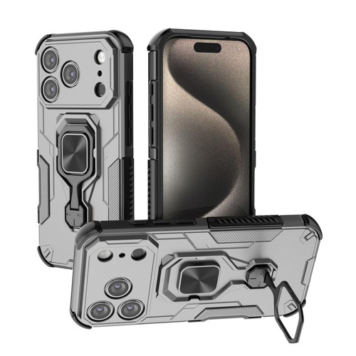 iPhone 17 Pro Metal Kickstand TPU Hybrid PC Phone Case - Grey
