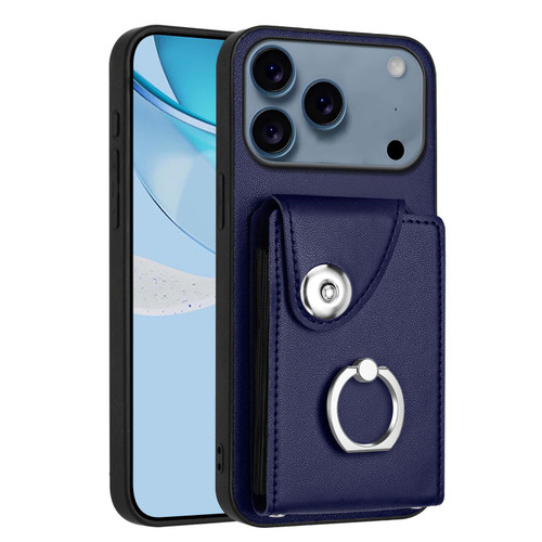 iPhone 17 Pro Organ Card Bag Ring Holder Phone Case - Blue