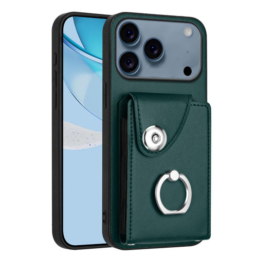 iPhone 17 Pro Organ Card Bag Ring Holder Phone Case - Green