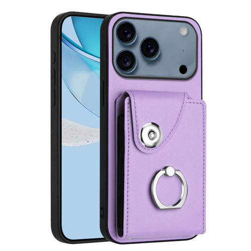 iPhone 17 Pro Organ Card Bag Ring Holder Phone Case - Purple
