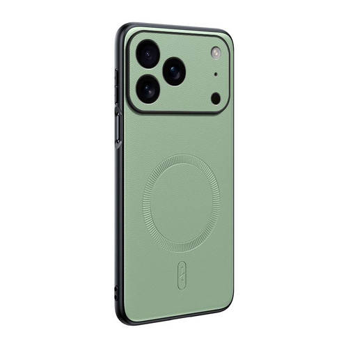 iPhone 17 Pro Plain Leather MagSafe Shockproof Phone Case - Green