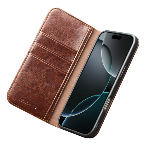 iPhone 17 Pro QIALINO Classic Genuine Leather Phone Case - Brown iPhone 17 Pro QIALINO Classic Genuine Leather Phone Case - Brown