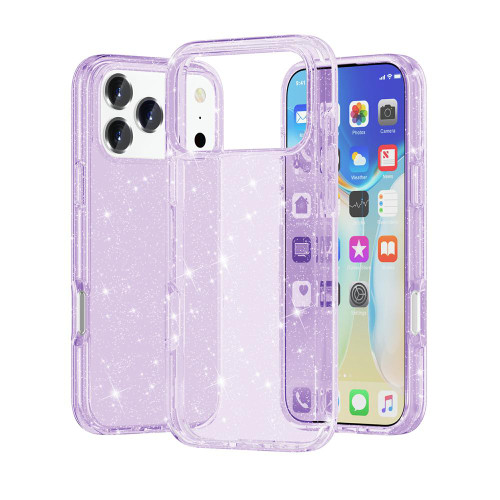iPhone 17 Pro Shockproof Terminator Glitter Powder Phone Case - Purple