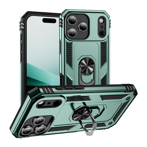 iPhone 17 Pro Shockproof TPU Hybrid PC Phone Case with Holder - Dark Green iPhone 17 Pro Shockproof TPU Hybrid PC Phone Case with Holder - Dark Green