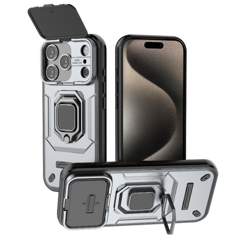 iPhone 17 Pro Sliding Camshield TPU + PC Shockproof Phone Case with Holder - Grey iPhone 17 Pro Sliding Camshield TPU + PC Shockproof Phone Case with Holder - Grey
