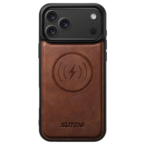 iPhone 17 Pro Suteni G5 Cowhide Leather MagSafe Magnetic Phone Case - Brown