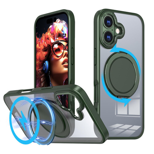 iPhone 17 360-degree Rotating MagSafe Magnetic Holder Phone Case - Green